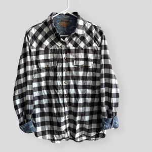 Jachs girlfriend, Buffalo Check/ paisley women’s button down, Large